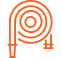 Orange outline of a hose icon