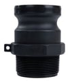 Black Polypropylene Type-F Camlock. Male Adaptor x Male BSP Thread.