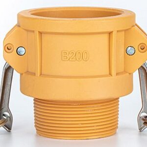 Yellow Nyglass Type-B Camlock. Female Coupler x Male BSP Thread