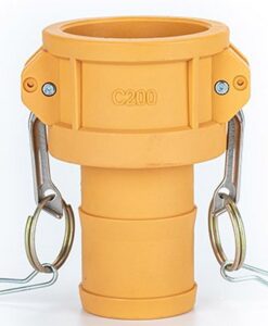 Yellow Nyglass Type-C Camlock. Female Coupler x Hosetail.
