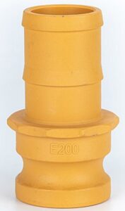 Yellow Nyglass Type-E Camlock. Male Adaptor x Hosetail.
